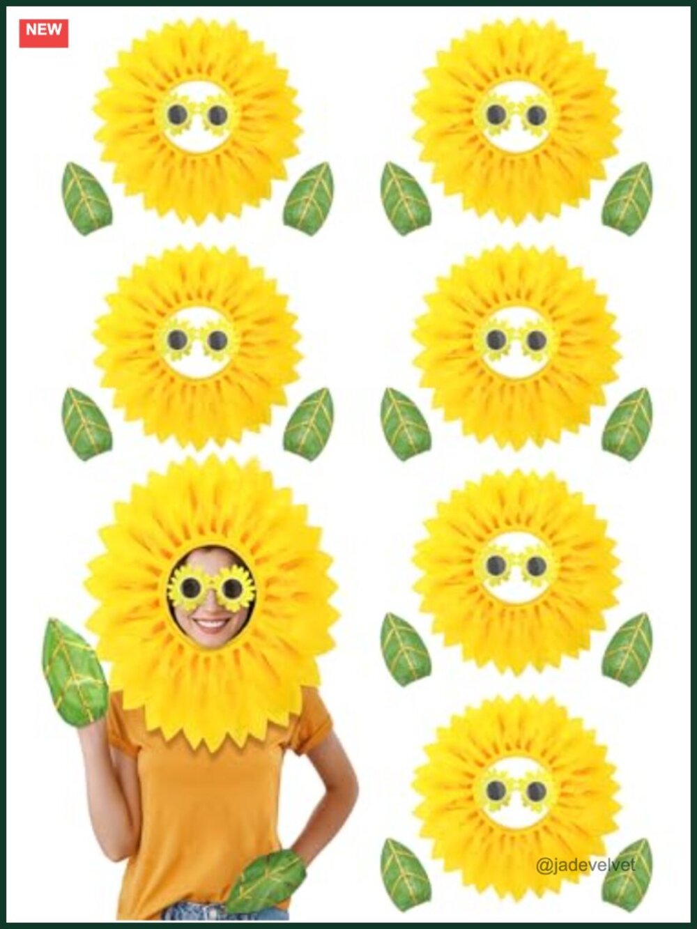 Sunflower Costume Set Headpiece Sunglasses Gloves Halloween Adult